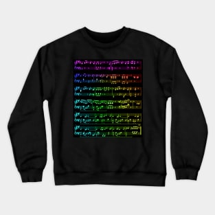 Rainbow Gradient Wii Theme Music Notes Crewneck Sweatshirt